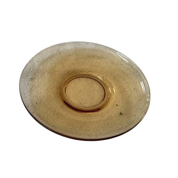 Vintage Cambridge Amber Glass Creamer & Saucer Set Elegant Triangle C Mark - Picture 5 of 5